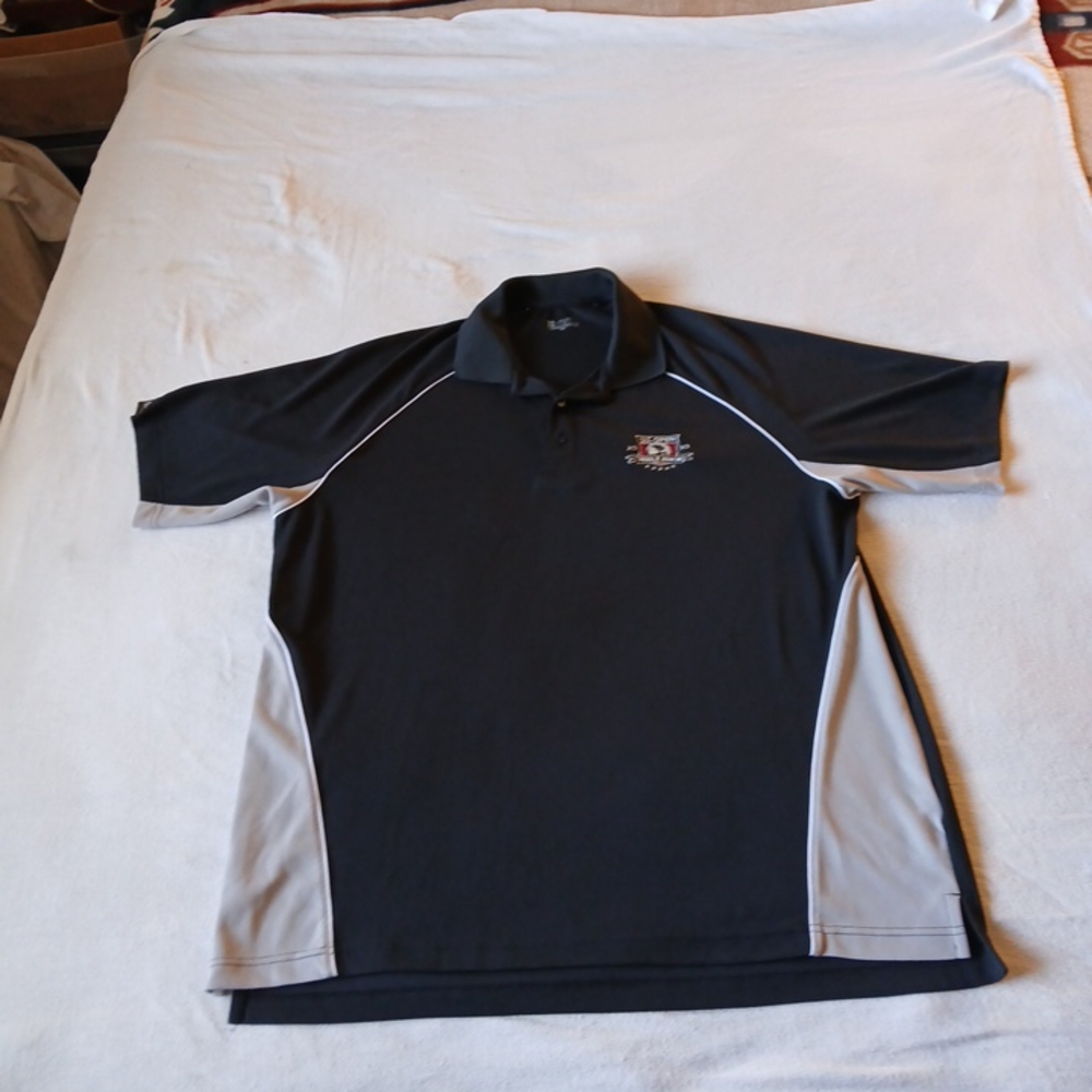 Men's Black and Gray Polo Shirt